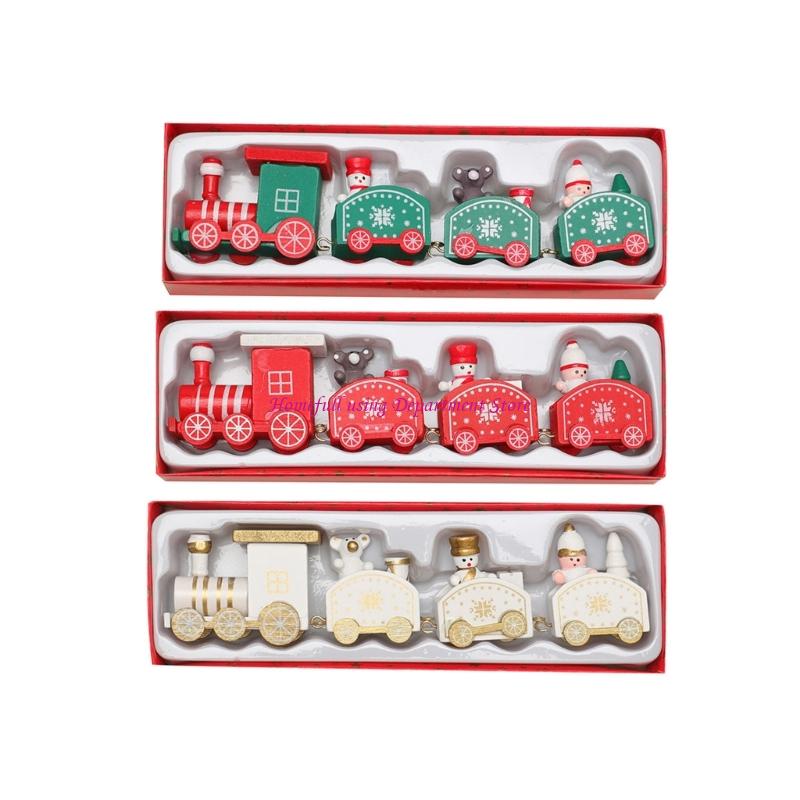 Sustainable Living Is - Hochwertiges Weihnachtszug-Set aus geschnitztem Holz, nachhaltige